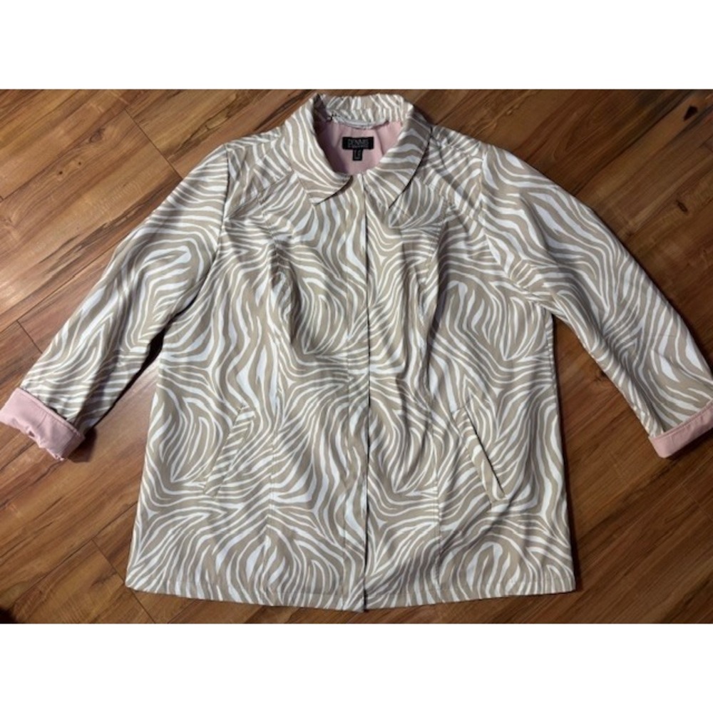 NWOT Dennis Basso Womens 2XL XXL Water Resistant Jacket Coat White Zebra NO HOOD
